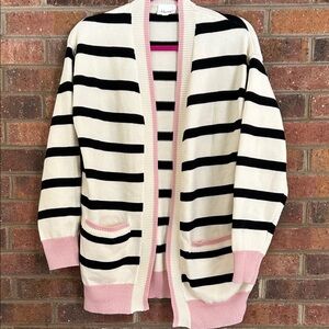 Stylish Striped Cardigan with Pink Accents